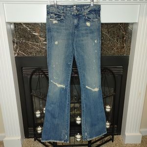 7 FOR ALL MANKIND DISTRESSED BOOTCUT "A" POCKET JEANS 26
